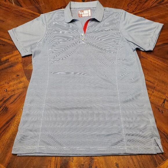 Chick-fil-A oobe Team Style Team Member Polo Blue Pinstripe Shirt L - Picture 1 of 6